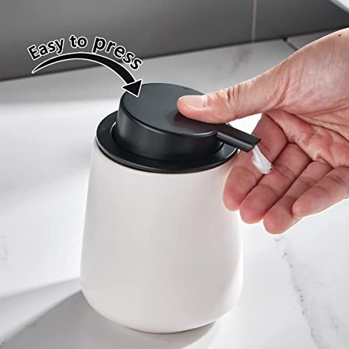 12Oz Hand Soap Dispenser - 2 Pack Ceramic Liquid Soap Dispenser Set | Lotion Dispenser with Easy-to-Press Pump, Reusable and Refillable Mordern Dish Soap Dispenser for Bathroom & Kitchen, White - color: White Liquid Dispenser