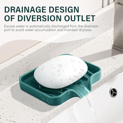 2PCS Self Draining Soap Holder,Spofit Silicone Soap Dish, Suitable for for Kitchen, Bathroom, Shower, Bath Tub,Soap Container (Green) - color: Green