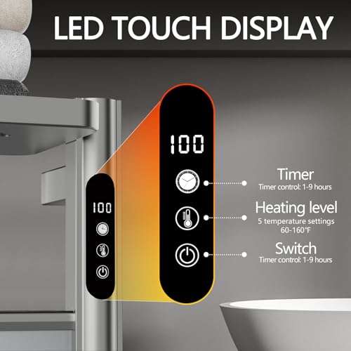 2 in 1 Towel Warmer Rack & Towel Rack Wall, Towel Warmers for Bathroom Wall – Timer & Temperature Multi-Level Adjustments with for Bathroom Shower Hot Tub (Grey) - color: Grey