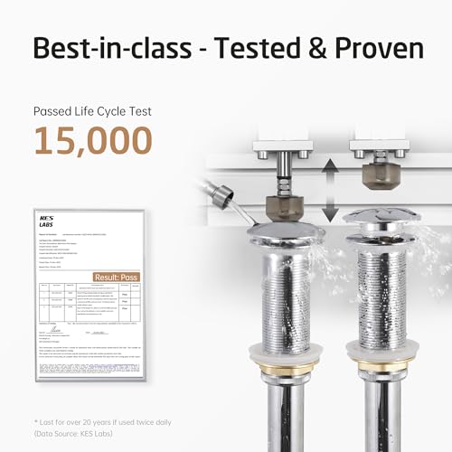 KES Polished Chrome Bathroom Sink Drain with Extended Thread, All Metal Pop Up Drain Stopper without Overflow for Thicker Vessel Sinks and Countertops, Brass and Stainless Steel, S2022D-CH - color: Polished Chrome, style: NO Overflow, Long Thread
