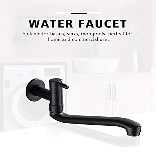 Wall-Mounted Black Cold Water Faucet Washing Machine Mop Pool Garden Taps (21cm) - size: 21cm