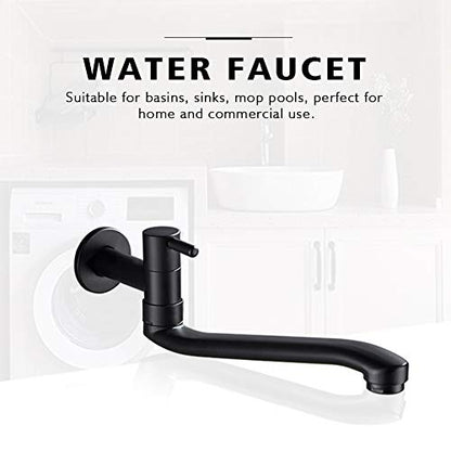 Wall-Mounted Black Cold Water Faucet Washing Machine Mop Pool Garden Taps (21cm) - size: 21cm
