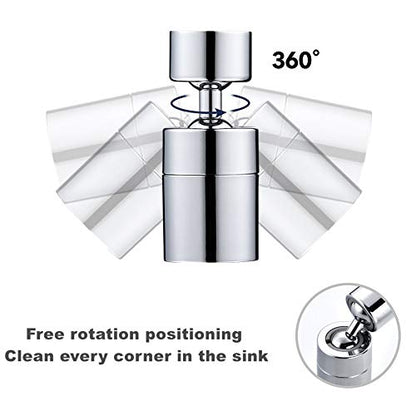 360 Degree Swivel Sink Faucet Aerator,2-FlowBig Angle Water Saving Dual Function,with Gasket Faucet Replacement Part - 55/64 Inch-27UNS Female Thread, 15/16 Inch-27UNS Male Thread Adapters (1)