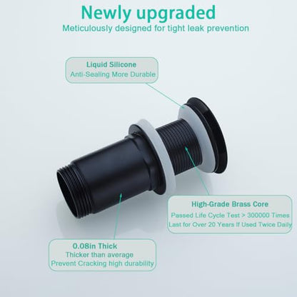 Matte Black Bathroom Sink Drain,Pop-up Drain with Detachable Basket Stopper,Anti-Clogging Drain Strainer,Hair Catcher,for Vanity Vessel Sink Without Overflow,SE83997PB-MB - color: Matte Black(without Overflow)