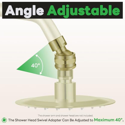 Shower Head Swivel Ball Adapter Brass Adjustable Shower Arm Connector Universal Showering Component Shower Arm Extension- Brushed Gold - color: brushed gold