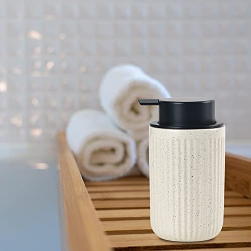 BosilunLife Foaming Soap Dispenser Set-Beige Ceramic Foam Soap Dispenser | 12oz with Rust Proof Pump, Easy Pressing, Refillable for Kitchen & Bathroom - 2 Pack - color: Beige-foam Pump