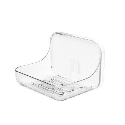 Self Adhesive Soap Dish Wall Mounted, Plastic Soap Saver, Sponge Soap Holder for Shower Wall, Bathroom, Kitchen ((Clear B)) - size: 2