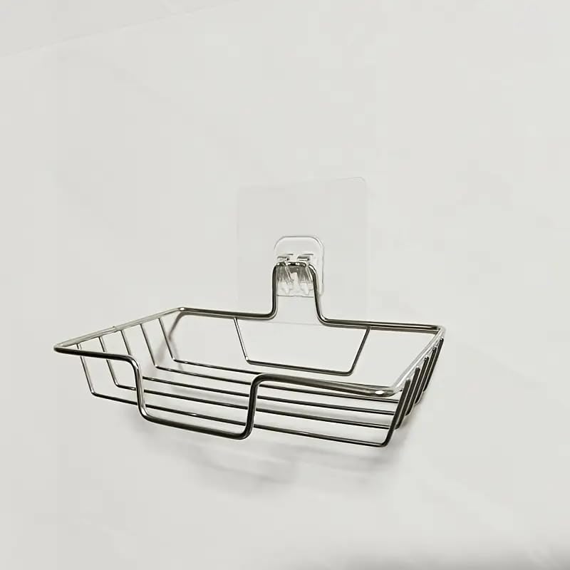 Stainless Steel Bathroom Soap Dish Rectangular Wall-Mounted Soap Holder with Drainage for Soaps, 1 PC, Silver