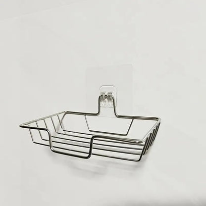Stainless Steel Bathroom Soap Dish Rectangular Wall-Mounted Soap Holder with Drainage for Soaps, 1 PC, Silver