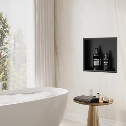 Shower Niche 12" x 12",Matte Black Stainless Steel Shower Niche - color: Black, size: 12" x 12"