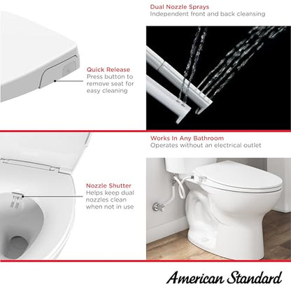 American Standard 8043A60G.020 AquaWash Essentials SpaLet Non Electric Bidet Toilet Seat With Manual Operation, White