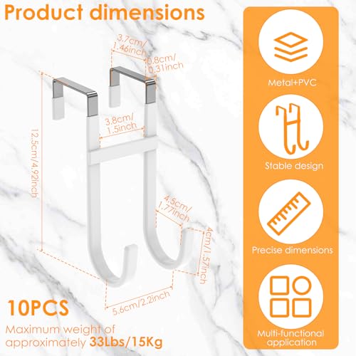 Over The Door Hooks, 10 Pack Dual-Hook 5" Long Door Hangers with Non-Slip PVC Coating for Clothes, Hats, Towel, Bags for Bathroom Bedroom Kitchen, Fits Most 1.2" - 1.4" Width Interior Doors - style: 10 Pack Style