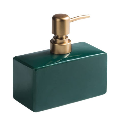 Modern Soap Dispenser with Gold Pump, Rectangle Soap Dispenser(Dark Green) | 13.5 oz Ceramic Lotion Dispenser, Refillable Dish Soap Dispenser - color: Dark Green