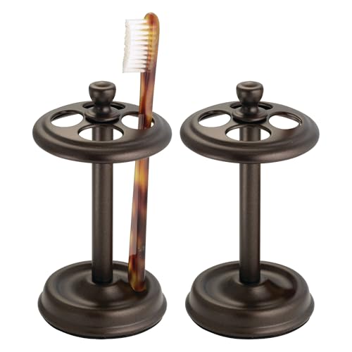 iDesign Toothbrush Holder with 4 Divided Sections for Bathroom or Vanity - Set of 2 - Bronze - color: Bronze, style: Pack of 2