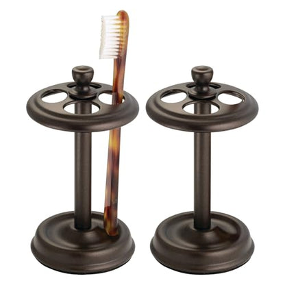 iDesign Toothbrush Holder with 4 Divided Sections for Bathroom or Vanity - Set of 2 - Bronze - color: Bronze, style: Pack of 2