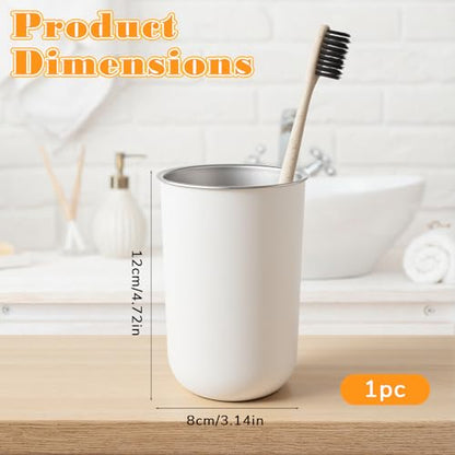 Stainless Steel Mouthwash Cups, 12oz/350ml White Metal Drinking Cup Toothbrush Cup Reusable Drinkware Home & Outdoor Activities Tumbler Cups for Coffee Bathroom office and Travel