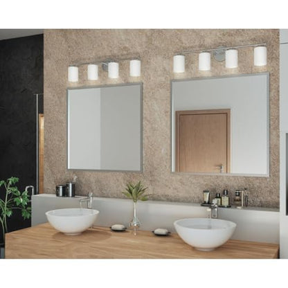 Progress Lighting 4-Light Etched White Glass Modern Bath Vanity Light, Replay Collection, Brushed Nickel (P2160-09) - color: Brushed Nickel, size: 4-Light
