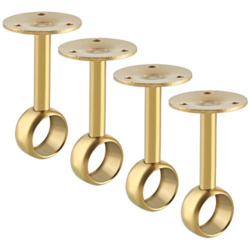Alise Curtain Rod Holder Bracket 1''Dia,Closet Rod Holders Wall Mount,4 Pcs | Ceiling Mounted Curtain Rod Flange Brackets,Ceiling Curtain Rods Brackets,for Bathroom Curtain,Stainless Steel,Gold Finish - color: Golden Finish, size: 25mm/1-Inch Dia.