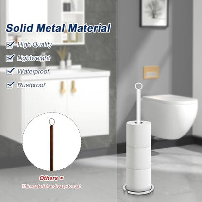 NearMoon Bath Toilet Paper Holder Stand, Freestanding Tissue Paper Storage with Reserve, Space Toilet 4 Rolls Holder for Bathroom/Kitchen Countertop-All Metal (2 Pack, White) - color: White