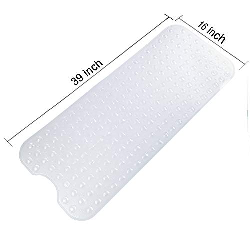 Tree Bud Bathtub Mats for Shower Tub Non-Slip Bath Mat 39 x 16 Inch Extra Long Shower Mat, Bath Tub Mat for Bathroom with Machine Washable, BPA Free for Kids (Clear) - color: Clear