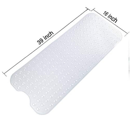 Tree Bud Bathtub Mats for Shower Tub Non-Slip Bath Mat 39 x 16 Inch Extra Long Shower Mat, Bath Tub Mat for Bathroom with Machine Washable, BPA Free for Kids (Clear) - color: Clear