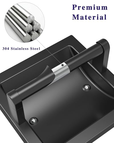 Recessed Toilet Paper Holder Wall Mount Matte Black Stainless Steel | Post Pivoting Design Easy to Change Roll, in Wall Toilet Paper Holder for Mega Roll for Bathroom Contemporary Hotel Style - color: Black