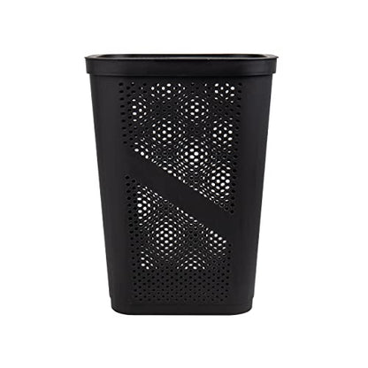 Mind Reader Slim Laundry Hamper with Lid, 60L Clothes Basket, Ventilated Plastic, Black - color: Black, size: Single
