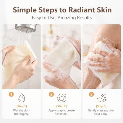 MAQIHAN Exfoliating Washcloth - 4 Pack Loofah Wash Cloth for Body and Face | Body Scrubber Wash Cloths for Showering, Exfoliating Shower Towel for Women and Men, Double-sided Bath Towel, 8 x 10 Inch
