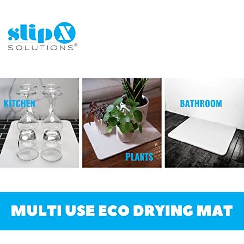 SlipX Solutions Quick Drying Stone Mat for Kitchen Counter, Bathrooms, Multi-Room Use, Diatomaceous Earth Non-Slip Drying Mat for Baby Bottles, Dishes, and More (Grey)