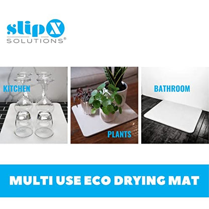 SlipX Solutions Quick Drying Stone Mat for Kitchen Counter, Bathrooms, Multi-Room Use, Diatomaceous Earth Non-Slip Drying Mat for Baby Bottles, Dishes, and More (Grey)