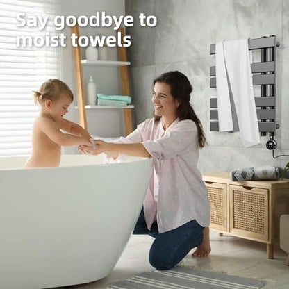 P&Dlusir M205 Electric Towel Warmer, Black, H19.69 x W19.69 | Heated Towel Rack, No Preheat, Fast Dry, Precise Timer, Plug-in/Hardwired - color: Black, size: 24.4"H x 19.69"L