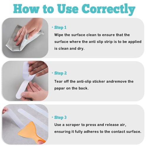 24Pcs Safety Bathtub Strips Adhesive, Non Slip Bathtub Stickers Anti Slip Shower Stickers, Safety Adhesive Strips for DIY, Stair, Floor (Clear) - color: Clear