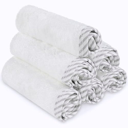 San Francisco Baby Bamboo Rayon Washcloths for Newborn - Soft, Absorbent, 6-Piece, White - color: White