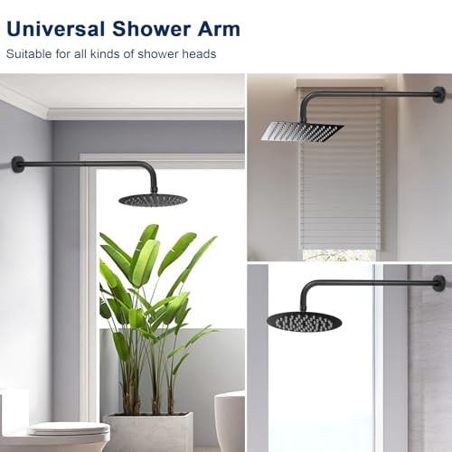 NearMoon Shower Arm, Extra Extension Arm with Flange, Stainless Steel Wall-Mounted Showerhead Extender Pipe (24 Inch, Matte Black) - color: Matte Black, style: 24 Inch