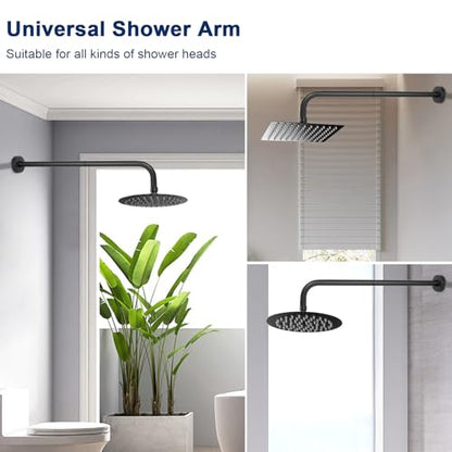 NearMoon Shower Arm, Extra Extension Arm with Flange, Stainless Steel Wall-Mounted Showerhead Extender Pipe (24 Inch, Matte Black) - color: Matte Black, style: 24 Inch