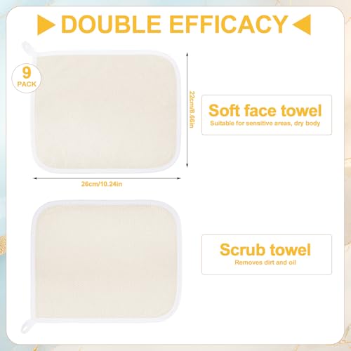 9 Pcs Nylon Exfoliating Wash Cloths Set 8.7 x 10.2 Inch | Soft Dual Sided Body Face Towels Kitchen Dish Scrubber Reusable Bath Spa Towel for Women Men Travel - color: White, size: Small