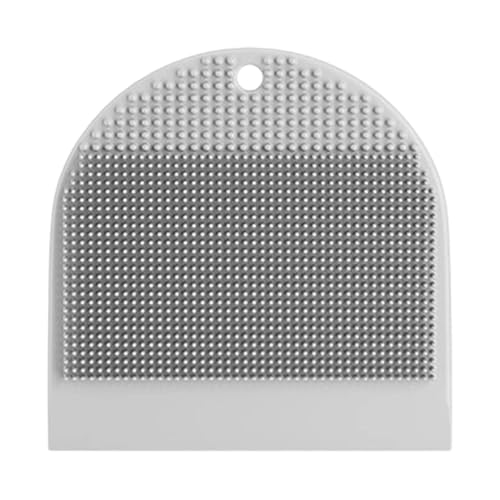 Sink Scrub Brush - Flexible Non Scratch Silicone Scrubber, Suction Cup Cleaning Tool, Built in Squeegee Cleaner | Scrubbing Brush for Bathroom Shower Glass Countertops - color: Gray