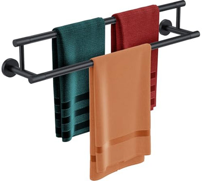 Towel Bars for Bathroom 24 Inch, Matte Black SUS304 Stainless Steel Wall Mounted Towel Holder, Double Towel Rack - color: Matte Black