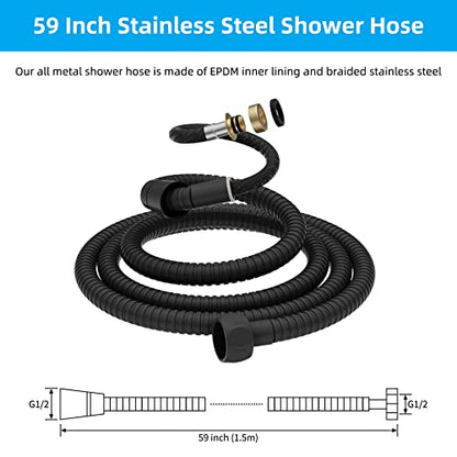 Hibbent All Metal Shower Hose, 59 Inch Stainless Steel Extra Long Shower Hose Replacement, Anti-Twist Flexible Bathroom Handheld Shower Head Hose Extension with Brass Insert & Nut, Oil Rubbed Bronze - color: Oil Rubbed Bronze, size: 59 Inch