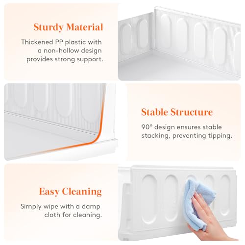 Lifewit Stacking Closet Organizers Shelf for Clothes 6 Pack 14" Depth | open front basket, top shelf storage bins, store clothing sweater jeans, for Pantry, Kitchen, Dorm