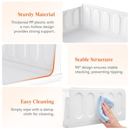 Lifewit Stacking Closet Organizers Shelf for Clothes 6 Pack 14" Depth | open front basket, top shelf storage bins, store clothing sweater jeans, for Pantry, Kitchen, Dorm