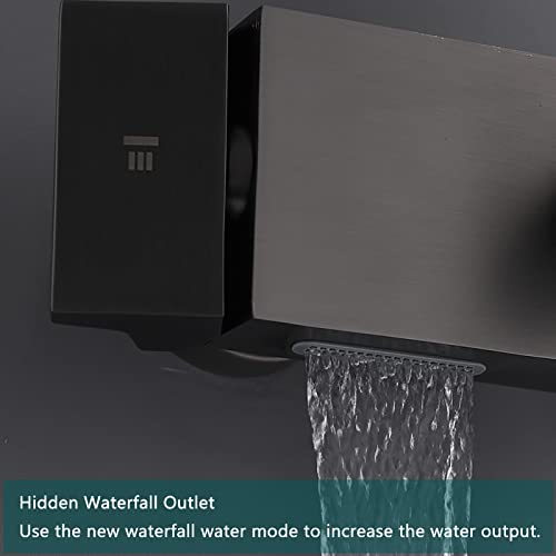 Shower Faucet Set Thermostatic System Wall Mounted Rain Combo Single Handle Tub and Trim Kit 9 Inches Rainfall Head with Waterfall Spout, Handheld Sprayer,Black (Cromo) - color: Cromo