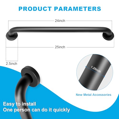 Shower Grab Bars, 2 Pack 24 Inch Heavy Duty Non-Slip Bathroom Grab Bars, 1.25" Diameter Bathroom Safety Handle for Elderly, Handicap Assist Grab Bar for Bathtub/Shower/Toilet - size: 24Inch-2Pcak