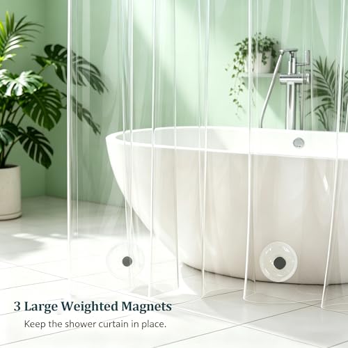 10G Heavy Duty Shower Curtain Liner 74 Inches Long, EVA Vinyl Weighted Clear 74 inch Shower Liner with 3 Large Magnets and 12 Rustproof Grommets,100% Odorless & Waterproof,71 x 74 inch - size: 71"W x 74"L (Pack of 1)