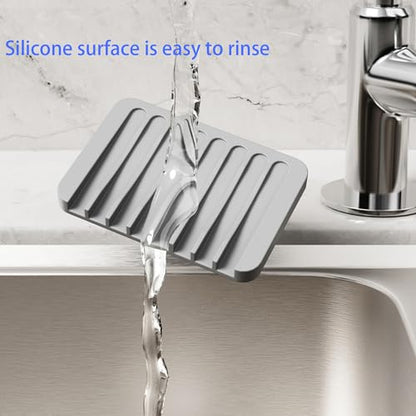 4-Pack Self Draining Soap Dish for Shower Bathroom Waterfall Silicone Soap Saver Tray Sponge Holder for Kitchen Sink Non-Slip Easy Clean (Black and White) - color: Black and White