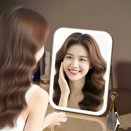 Table Desk Vanity Mirror, Portable Makeup Mirror with Foldable Stand – 90° Rotatable, Ideal for Tabletop Vanity, Travel & Bathroom Shower Shaving