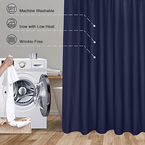EurCross Navy Blue Shower Curtain, Water-Resistant Machine Washable Fabric Shower Curtain for Bathroom 72 x 72 inches - color: Blue, size: 72"W x 72"L (Pack of 1)
