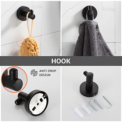 BGL Bathroom Hardware Set Matte Black 4-Pieces Bathroom Towel Rack 24 Inches Adjustable Bathroom Accessories Set - color: Matte Black, size: 4 PIECES