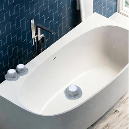 2 Pack Silicone Drain Hair Catcher - Collapsible Bathtub Shower Cover, Anti-Clog Protector for Flat & Regular Drains,Gray - color: Gray