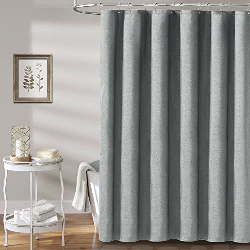 BTTN 54x78 Linen Textured Waterproof Fabric Shower Curtain Set, Grey/Gray | Narrow Long Size, 230GSM Polyester, Heavy Duty Cloth, Weighted Hem, 10 Hooks, Modern Luxury Hotel Style, Machine Washable - color: Grey, size: 54"W x 78"L (Pack of 1)